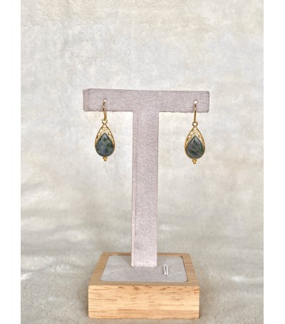 Boucles d'oreille Vermeil et Vert d'Orezza