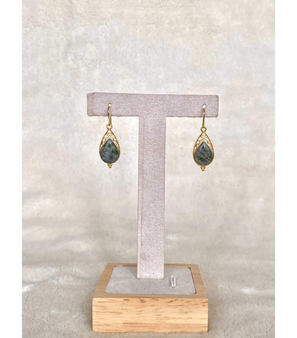 Boucles d'oreille Vermeil et Vert d'Orezza