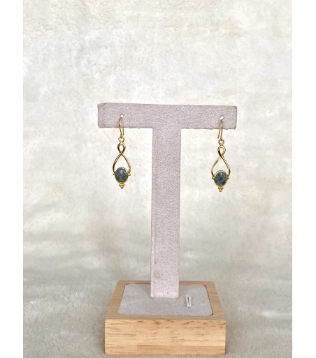 Boucles d'oreille Vermeil et Vert d'Orezza