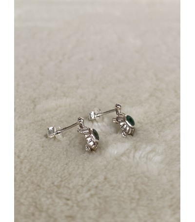 Boucles d'oreille argent massif et Vert d'orezza