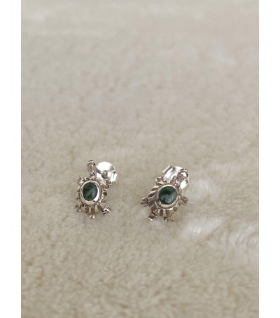 Boucles d'oreille argent massif et Vert d'orezza