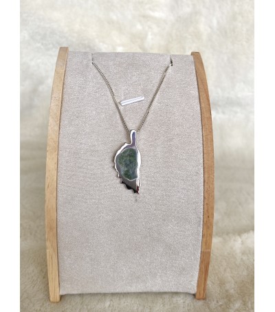 Pendentif argent massif et Vert d'Orezza