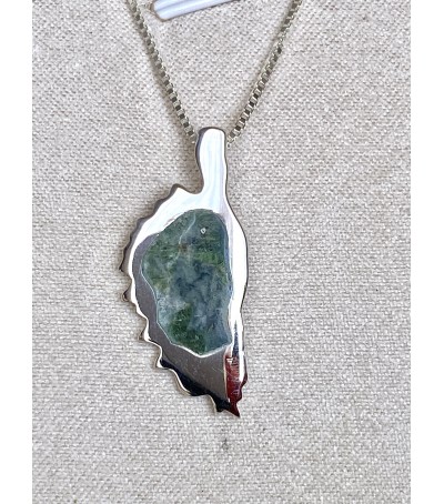 Pendentif argent massif et Vert d'Orezza