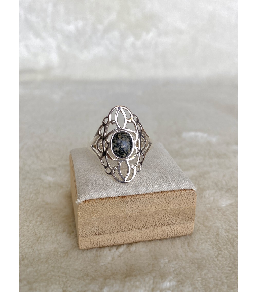 Bague argent massif et Diorite noire