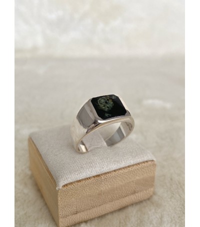 Bague argent massif et Serpentine Verde Stella