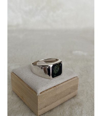 Bague argent massif et Serpentine Verde Stella