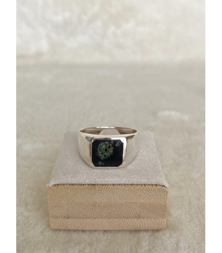 Bague argent massif et Serpentine Verde Stella