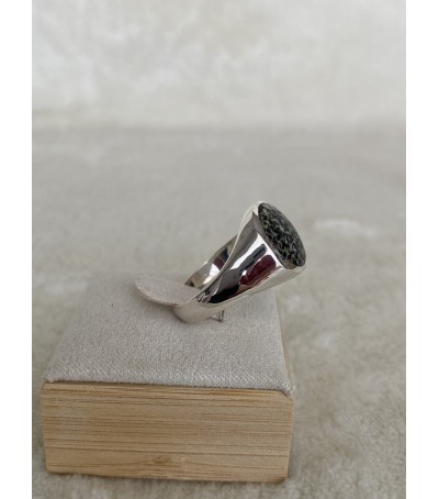 Bague argent massif et Diorite noire