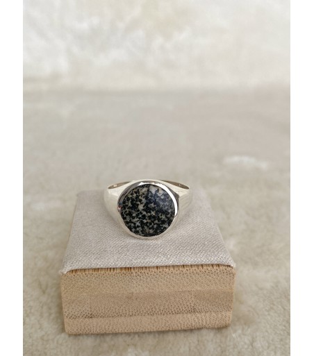 Bague argent massif et Diorite noire