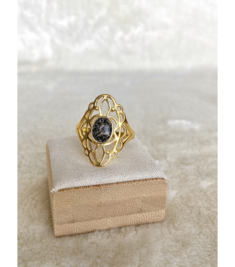 Bague Vermeil et Diorite noire