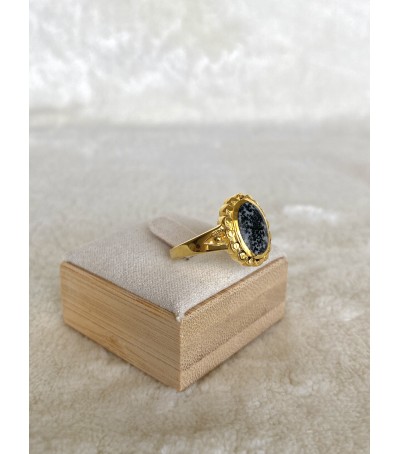 Bague Vermeil et Diorite noire