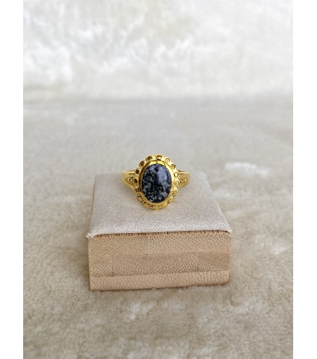 Bague Vermeil et Diorite noire