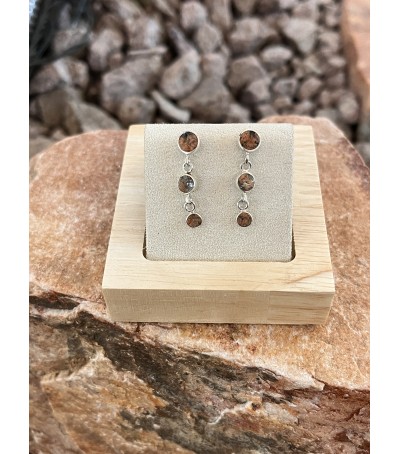 Boucles d'oreille argent massif et Rouge de Porto