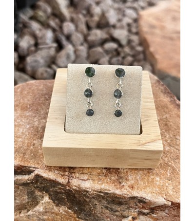 Boucles d'oreille argent massif et Vert d'Orezza