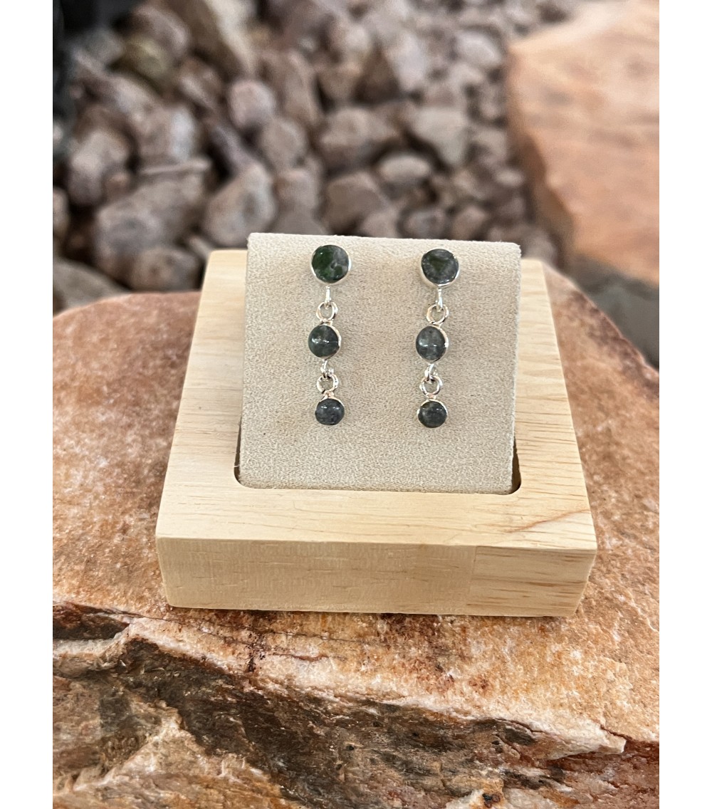 Boucles d'oreille argent massif et Vert d'Orezza