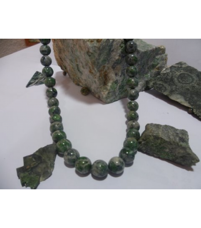 collier vert d'Orezza et argent massif