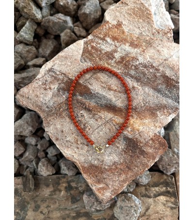 Bracelet (3MM) or 18 carats et corail rouge de Méditerranée