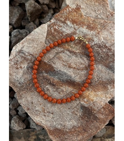 Bracelet (4MM) or 18 carats et corail rouge de Méditerranée