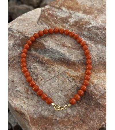 Bracelet (4,5MM) or 18 carats et corail rouge de Méditerranée