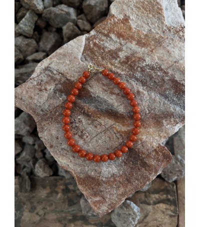 Bracelet (5MM) or 18 carats et corail rouge de Méditerranée