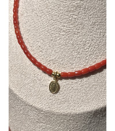 Collier vermeil et Corail rouge de Méditerranée