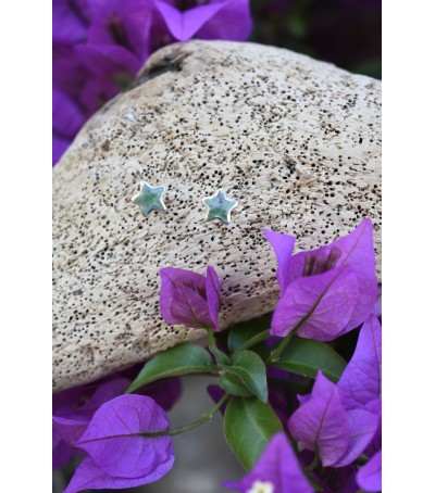 Boucles d'oreille argent massif et Vert d'Orezza