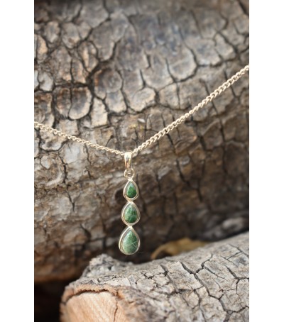 Pendentif argent massif et Vert d'Orezza