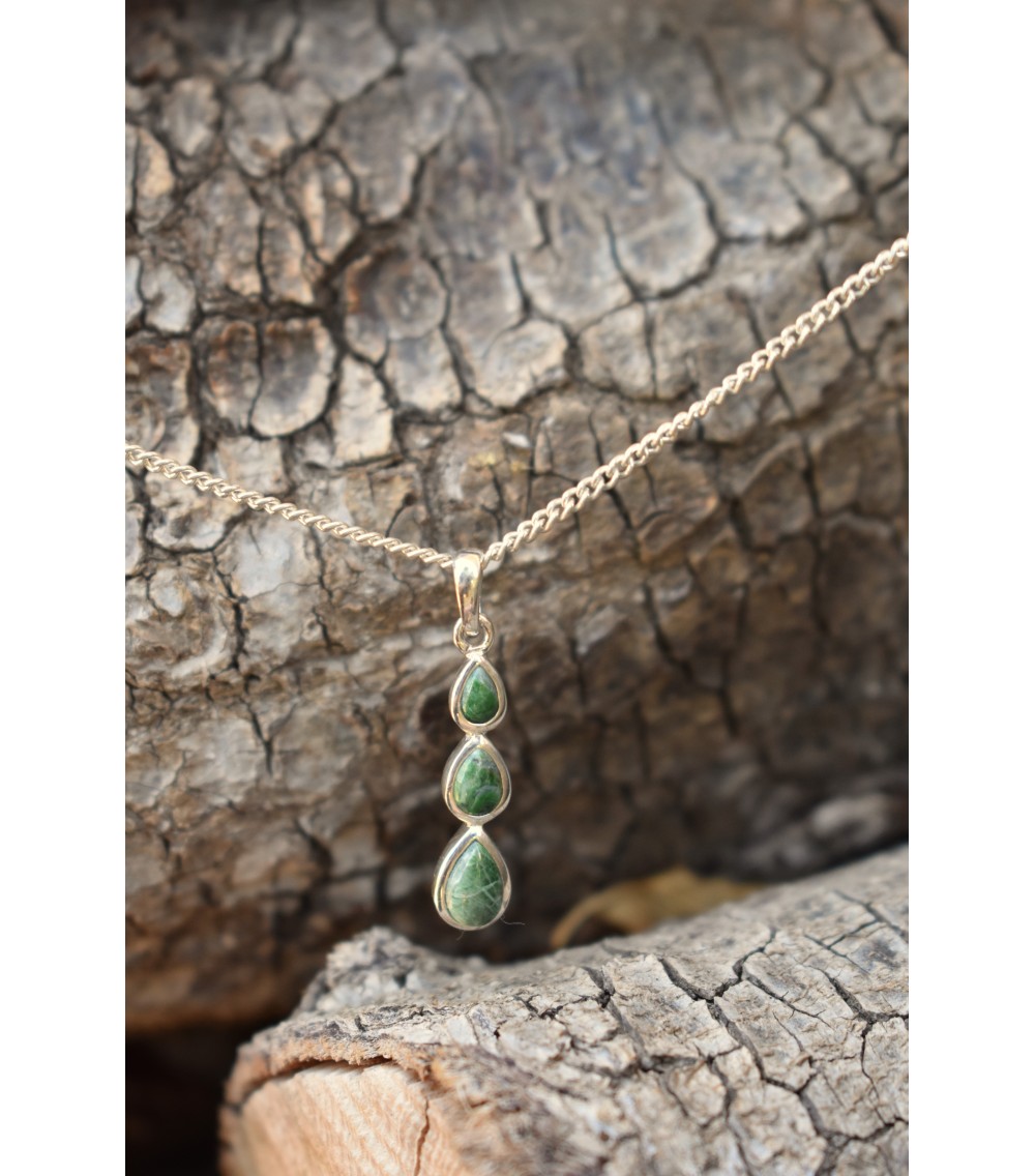 Pendentif argent massif et Vert d'Orezza