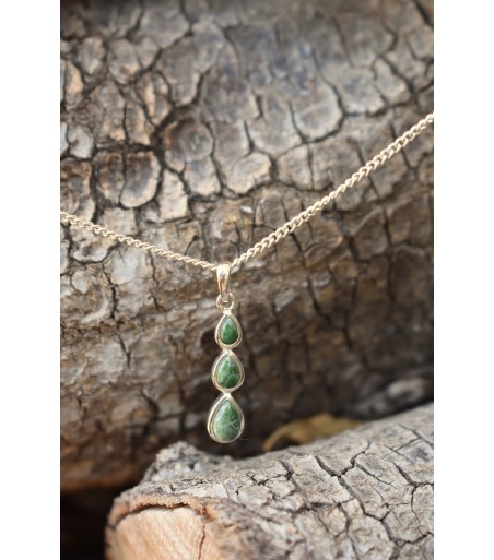 Pendentif argent massif et Vert d'Orezza