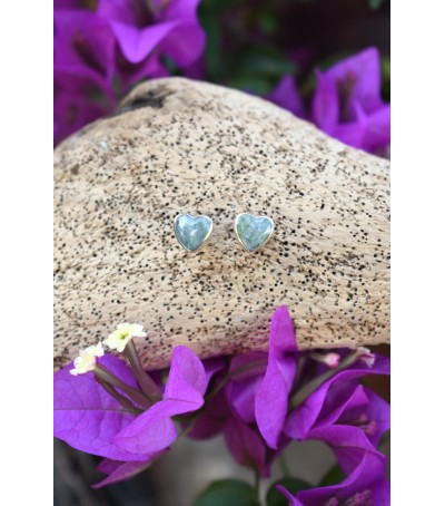 Boucles d'oreille argent massif et Vert d'Orezza