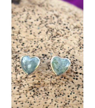 Boucles d'oreille argent massif et Vert d'Orezza