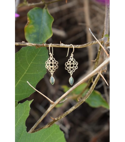 Boucles d'oreille argent massif et Vert d'Orezza