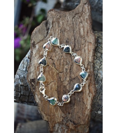 Bracelet argent massif et mélange de pierres de Corse