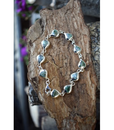 Bracelet argent massif et Vert d'Orezza