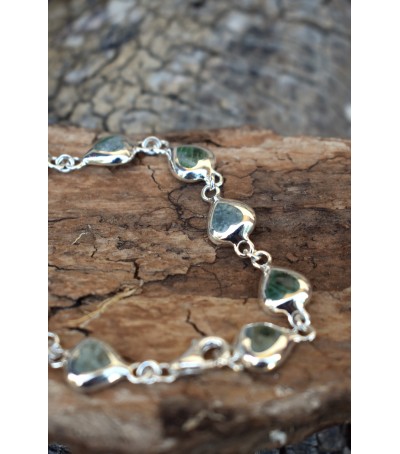 Bracelet argent massif et Vert d'Orezza