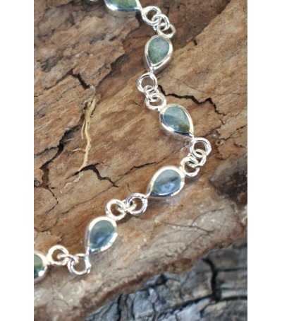 Bracelet argent massif et Vert d'Orezza