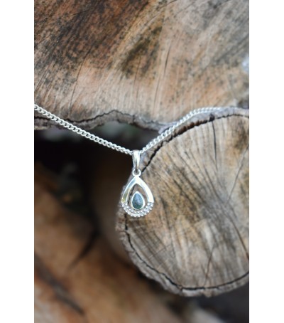 Pendentif argent massif et Vert d'Orezza