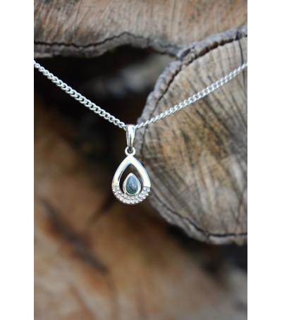 Pendentif argent massif et Vert d'Orezza