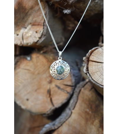 Pendentif argent massif et Vert d'Orezza