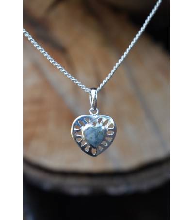 Pendentif argent massif et Vert d'Orezza