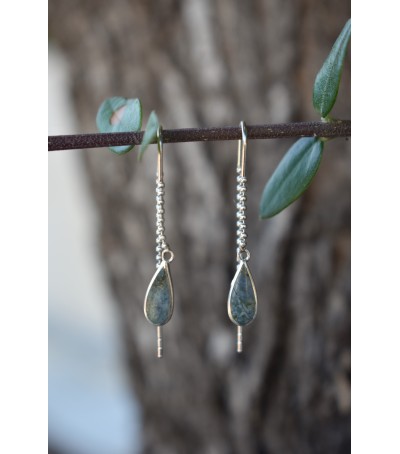 Boucles d'oreille argent massif et Vert d'Orezza
