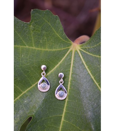 Boucles d'oreille argent massif et Vert d'Orezza