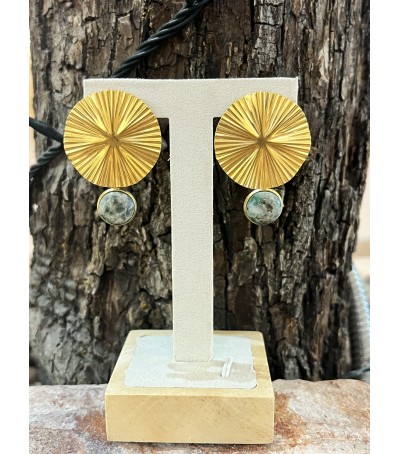 Boucles oreilles en acier inoxydable et Vert d'Orezza