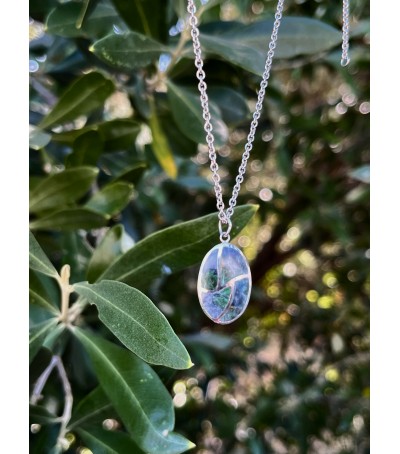 Pendentif argent massif et Vert d'Orezza