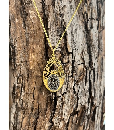 Pendentif Vermeil et Diorite Noire