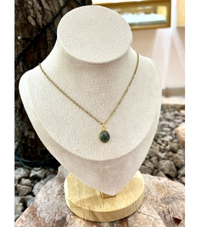 Collier en acier inoxydable et Vert d'Orezza