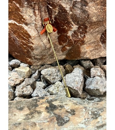 Broche acier inoxydable et Corail Rouge