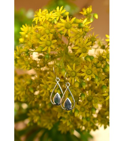 Boucles oreille argent massif et Vert d'Orezza