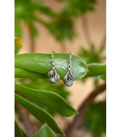 Boucles oreille argent massif et Vert d'Orezza
