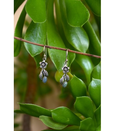 Boucles oreille argent massif et Vert d'Orezza